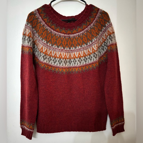 Stile Benetton Women Y2K Wool Fair Isle Multicolor Pullover Sweater Winter Warm - Picture 2 of 9